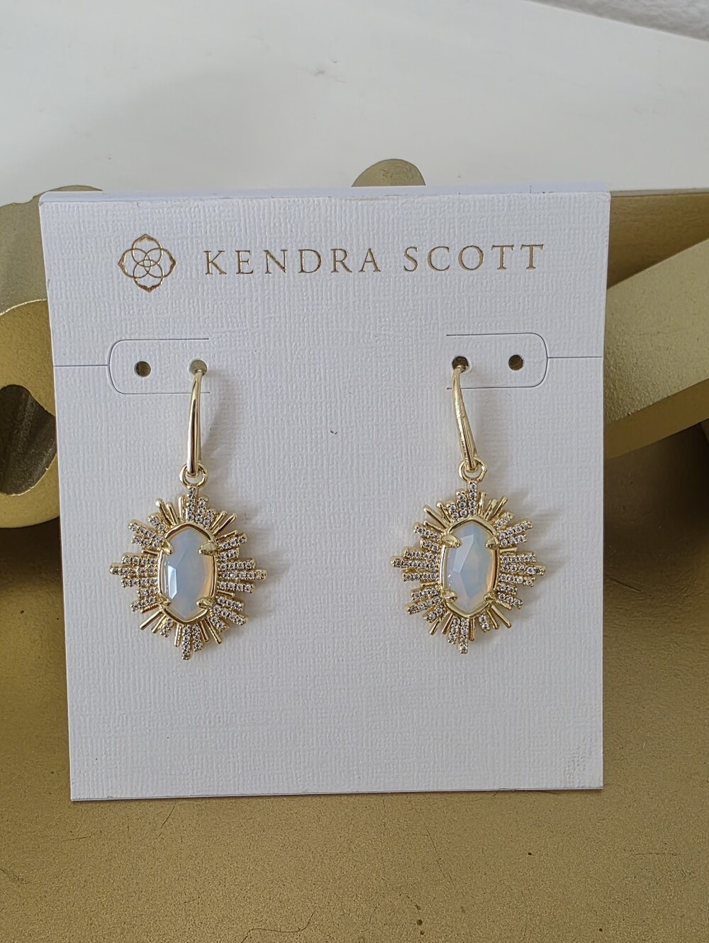 Kendra Scott Grayson Gold Opal Radiant Sunburst Drop Earrings